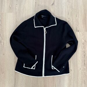 Gently Worn Marc New York Cardigan Zip Up Piping Knit High Contrast Collard